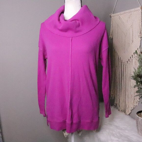 Calvin Klein | Waffle Knit Cowl Neck Tunic Top Small - Picture 2 of 8